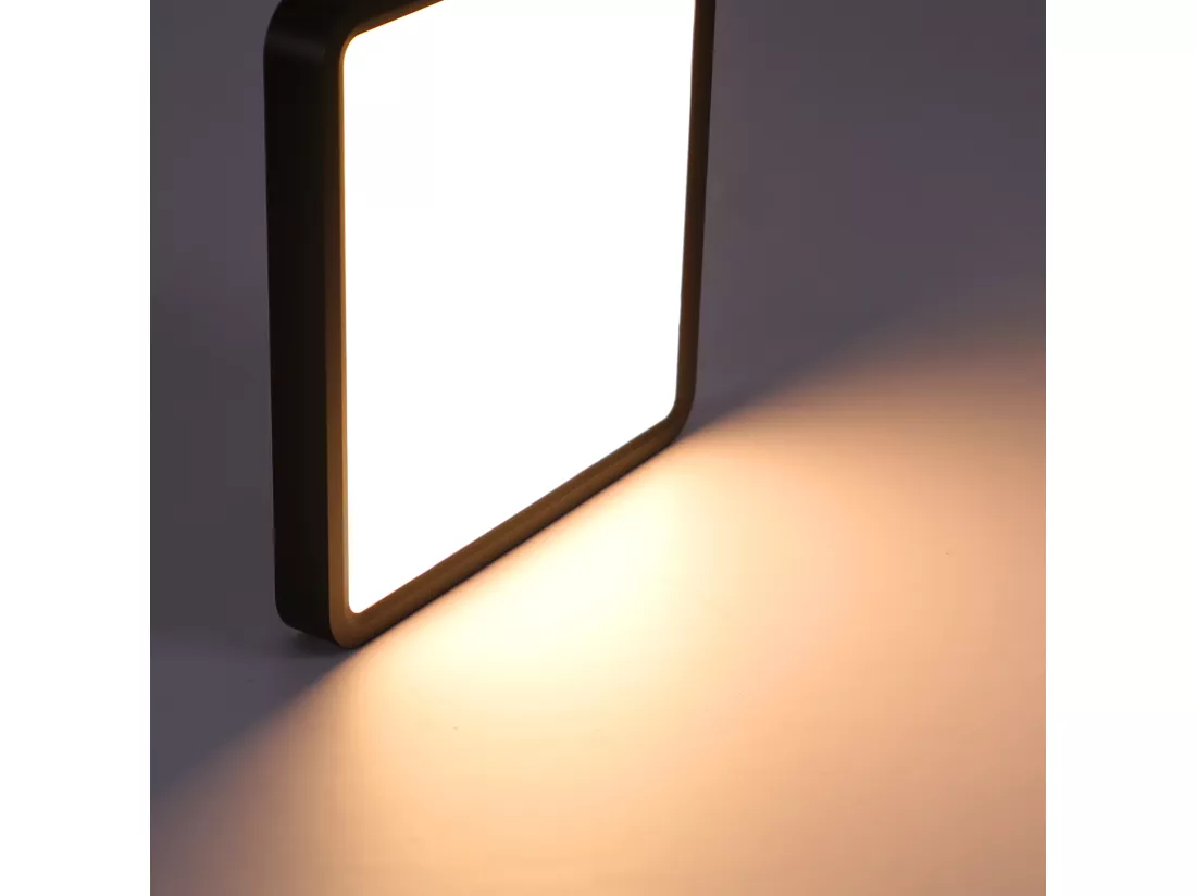 NETTLIFE Plafonnier LED plafonnier lampe de chambre plate 23CM 18W carré noir 3000K