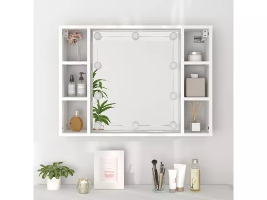 Armoire à miroir avec LED Blanc 76x15x55 cm