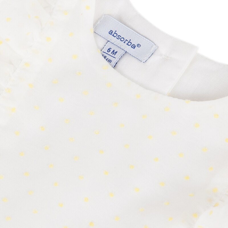 Ensemble robe blanche plumetis jaune bébé fille Absorba Aucune nuance