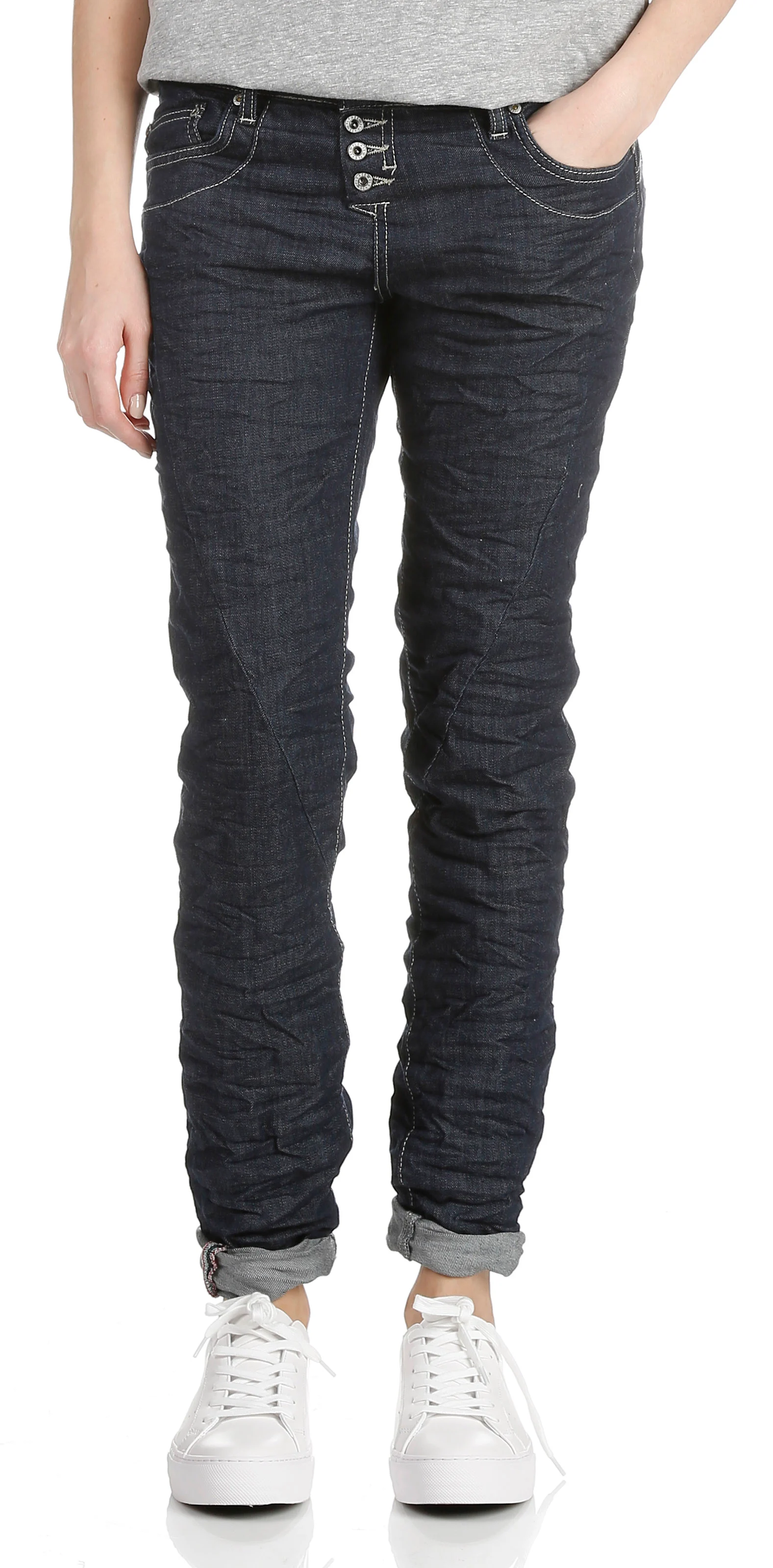 Jean slim taille normale boutonné | Bleu