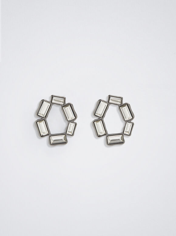 Pendientes Con Cristales - Negro
