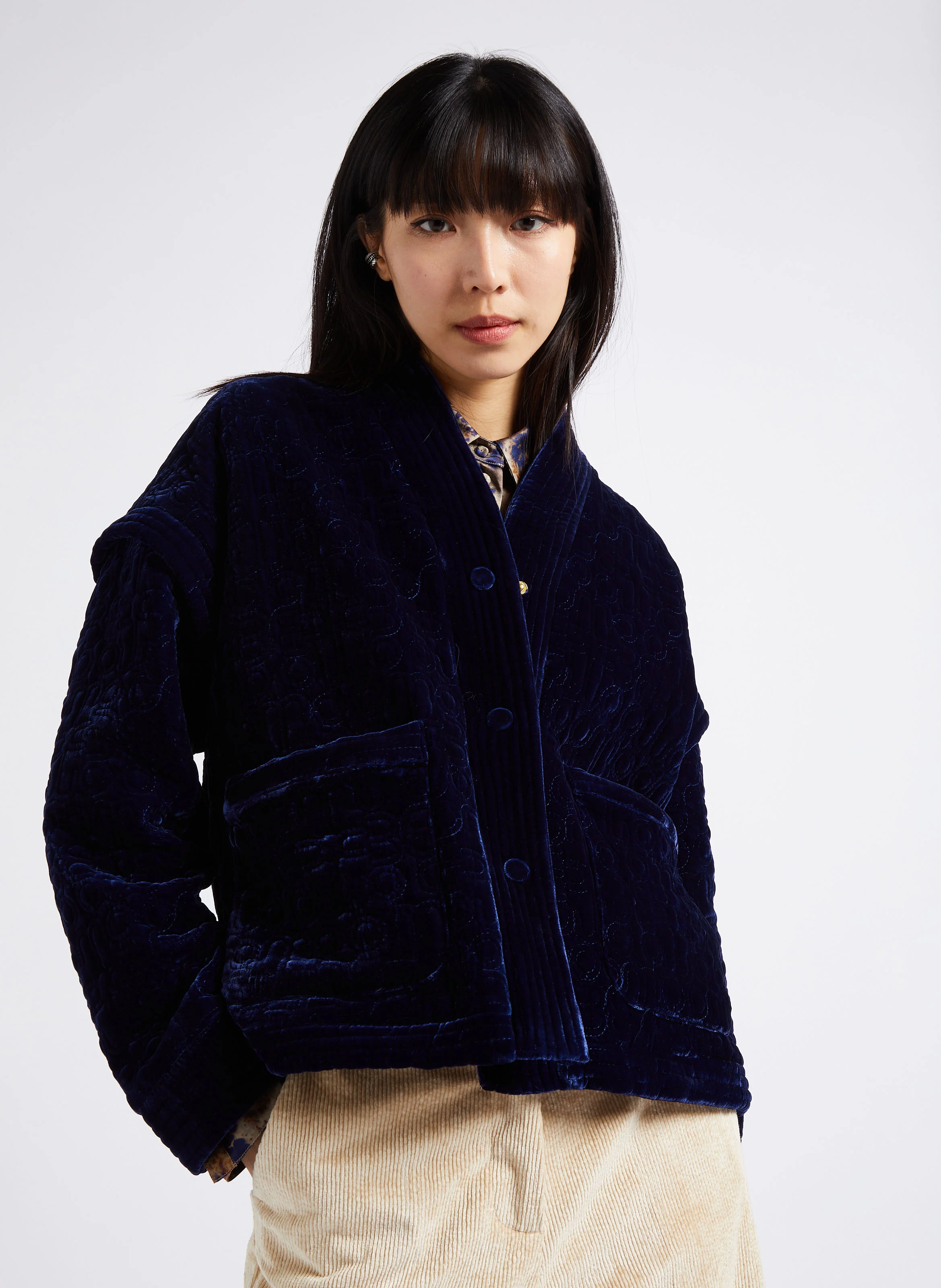 KUMA - Veste ample effet velours | Bleu