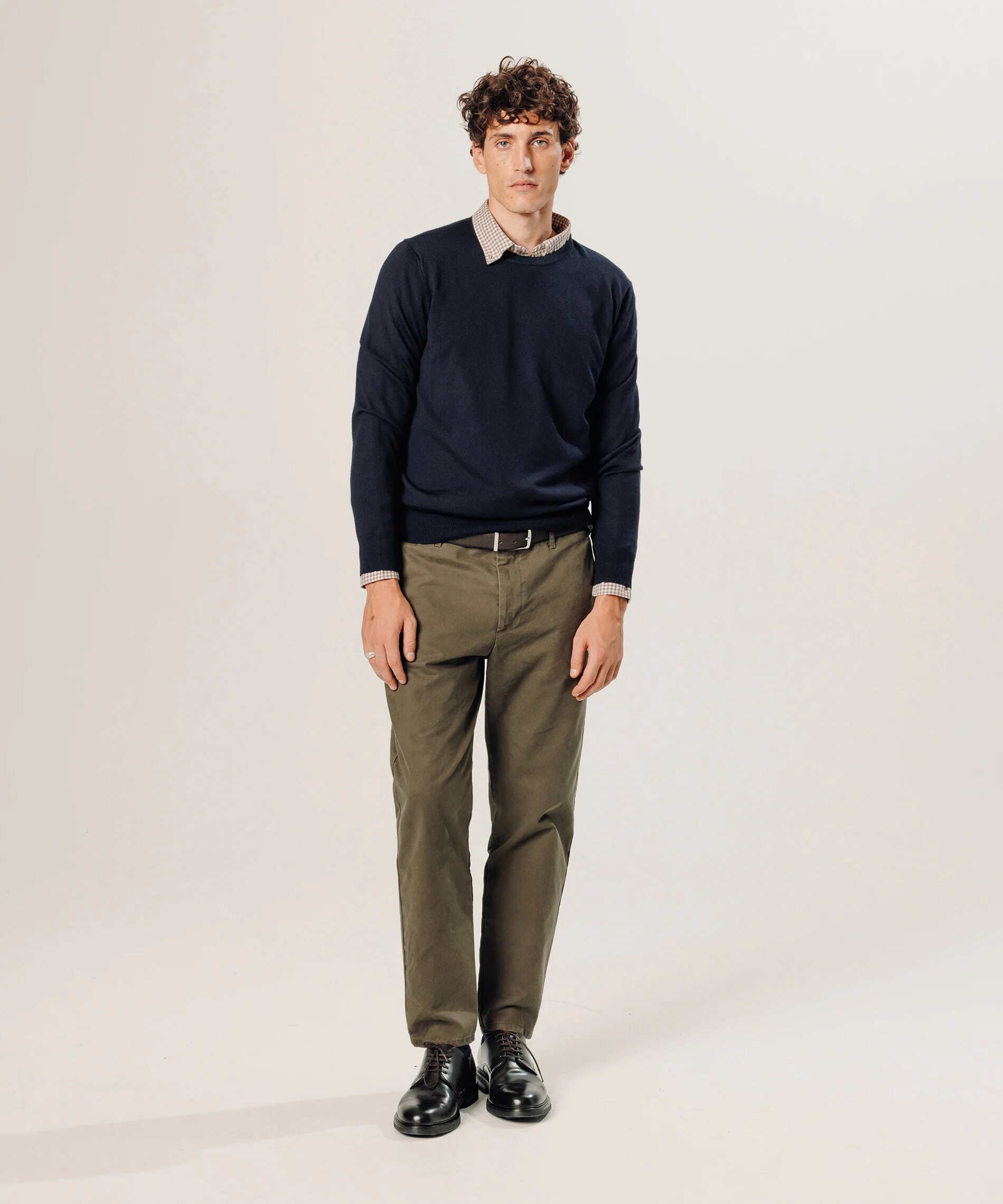 Pull col rond en laine mérinos | Bleu