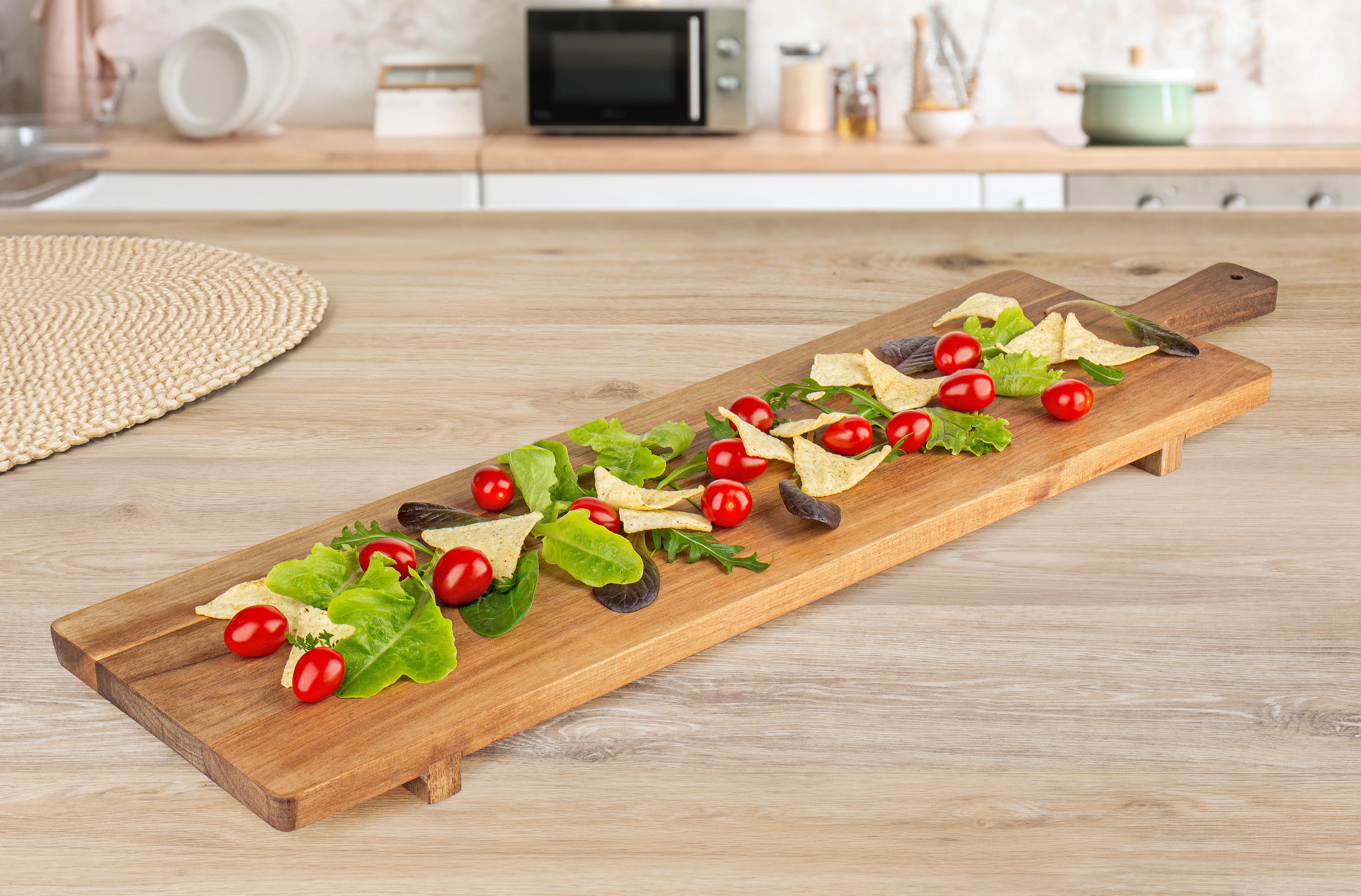 PLANCHE DE PRESENTATION ACACIA AVEC PIEDS 75X20CM