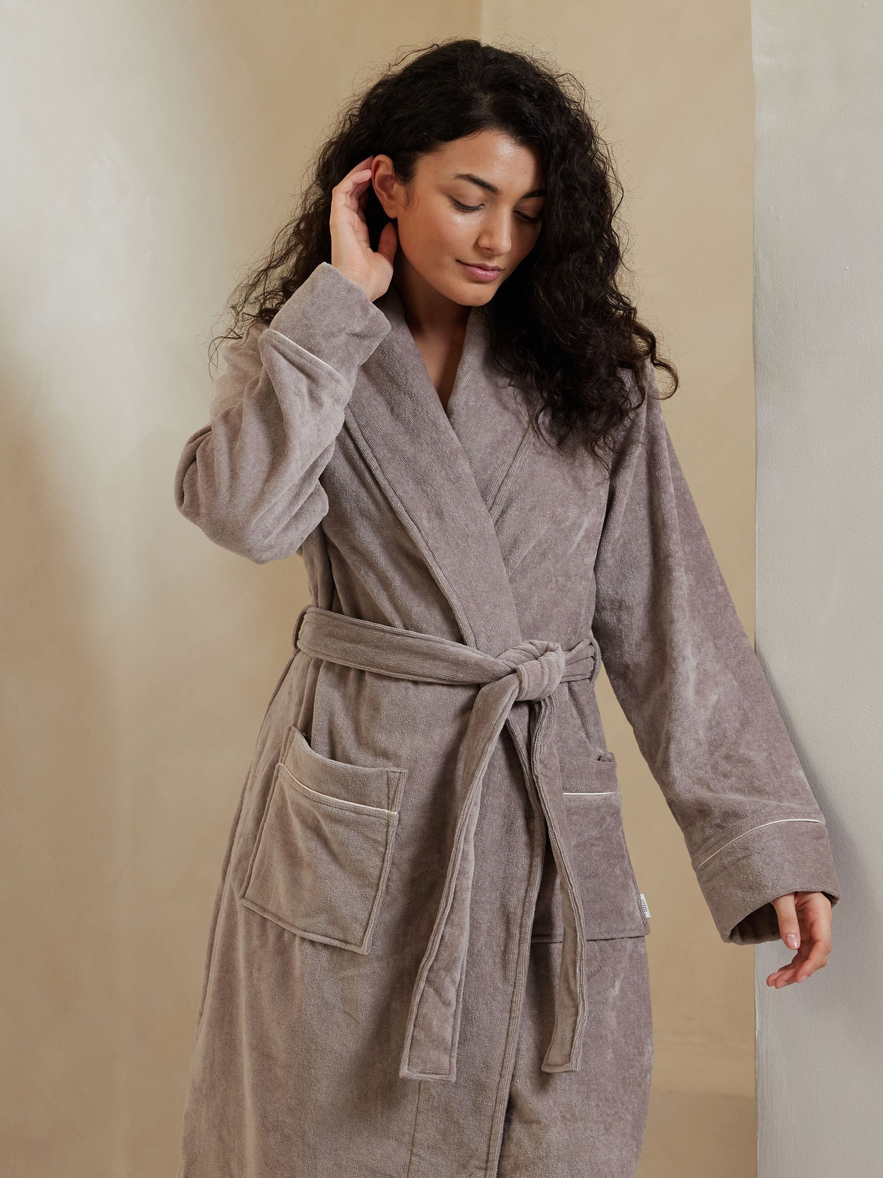 Licht beige - Chelsea Peers 100% Cotton Towelling Dressing Gown