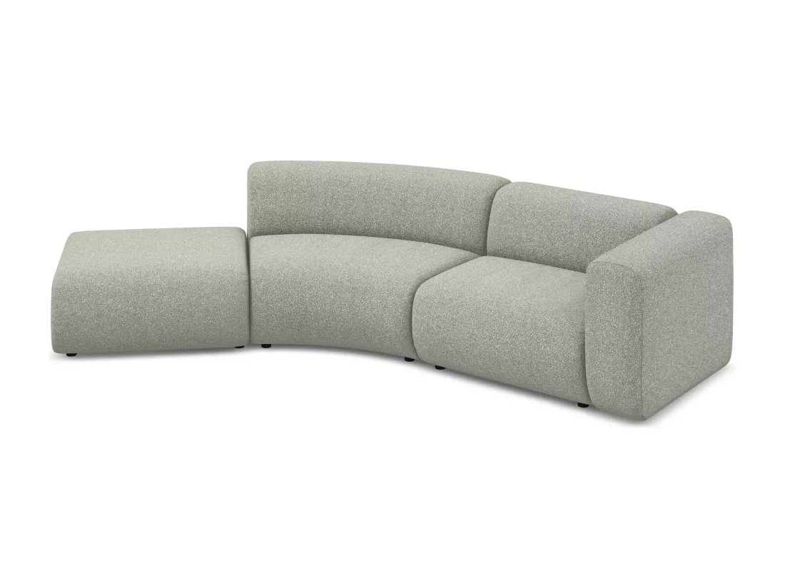 Canapé modulable 4 places gauche en tissu texturé - gris clair - EKAHI