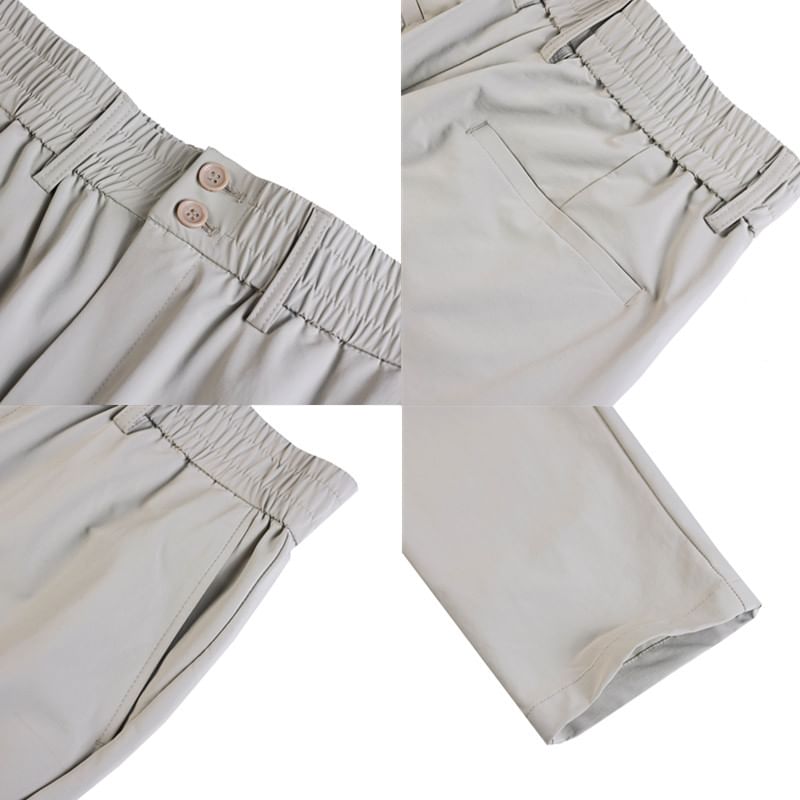 Lefitt - Effen cropped rechte broek met elastische taille