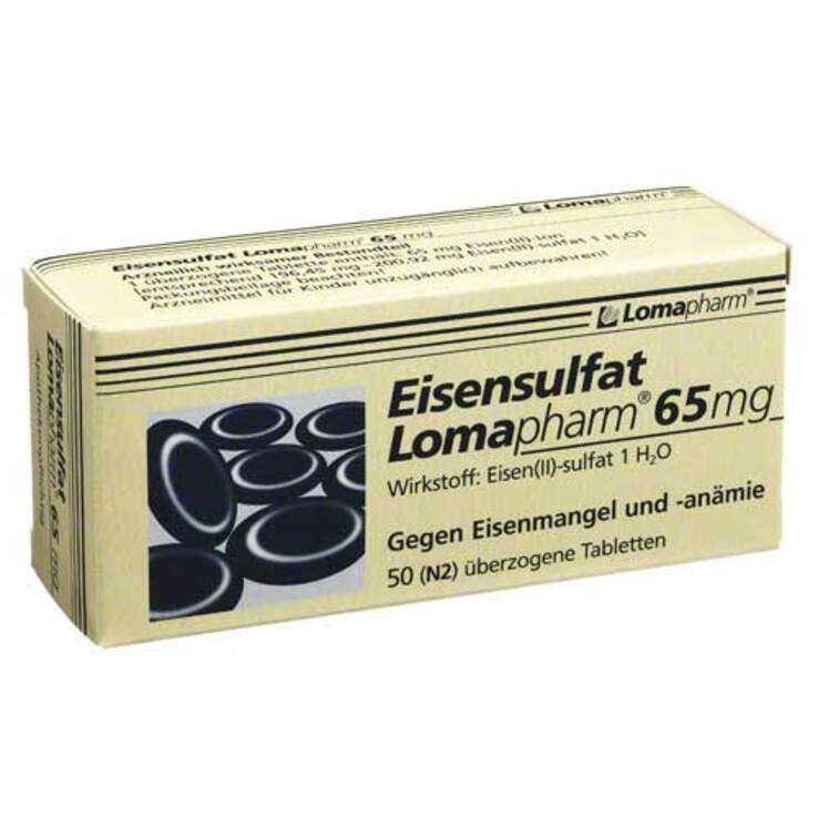 Eisensulfat Lomapharm 65 mg überzogene Tabletten, 50 St