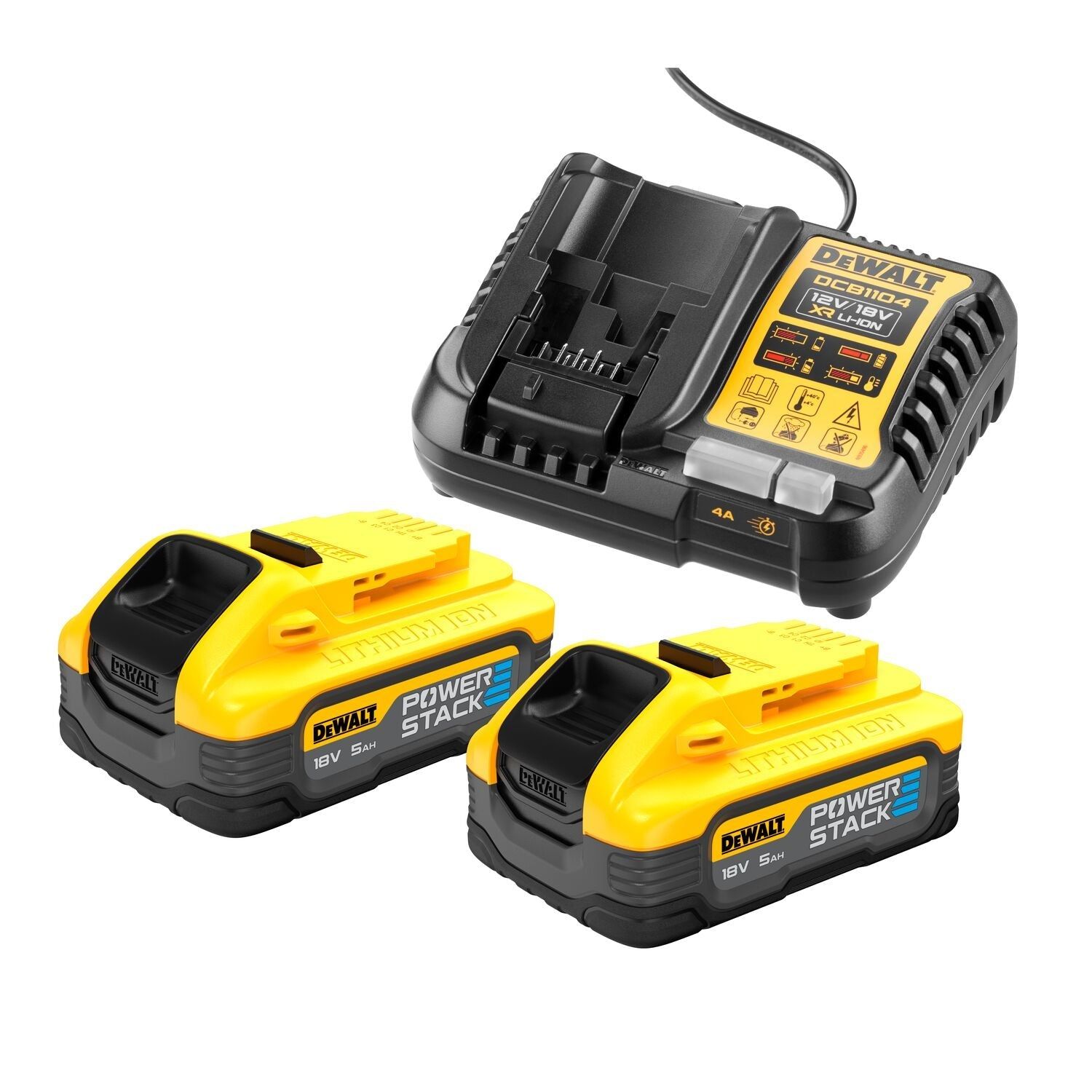 DeWALT DCB1104H2 Starterset 2x Accu 5.0Ah POWERSTACK 18V XR   Multilader DCB1104