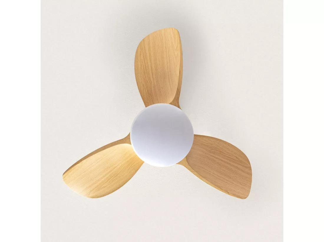 Ventilateur de Plafond Silencieux Poros 35W 76cm Motor DC Bois Télécommande Avec lumière Non Blanc