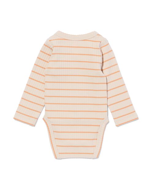 body croisé évolutif côtelé nouveau-né avec bambou stretch rayures marron clair