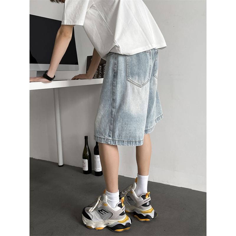 Plummie - High Waist Washed Denim Shorts