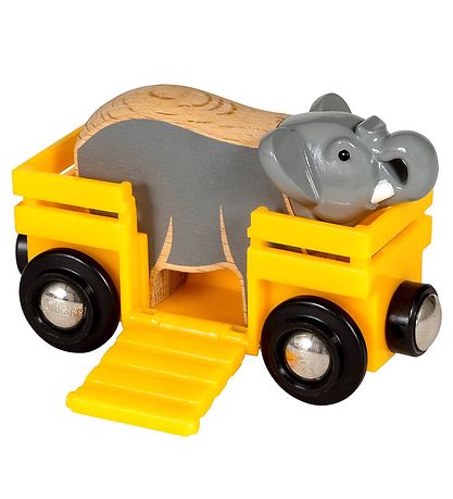 BRIO WoRød Vogn m. Elefant - Gul 33969