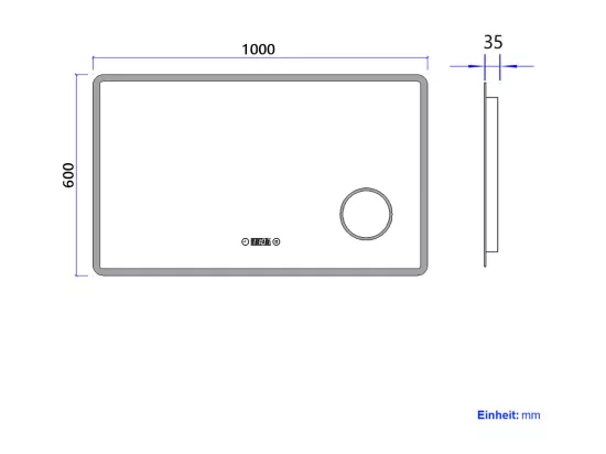 EMKE Miroir lumineux salle de bain 100x60cm, Miroir LED avec Interrupteur Tactile, 3x Grossissement, Horloge, Lumière Blanche Froide/Chaude/Neutre