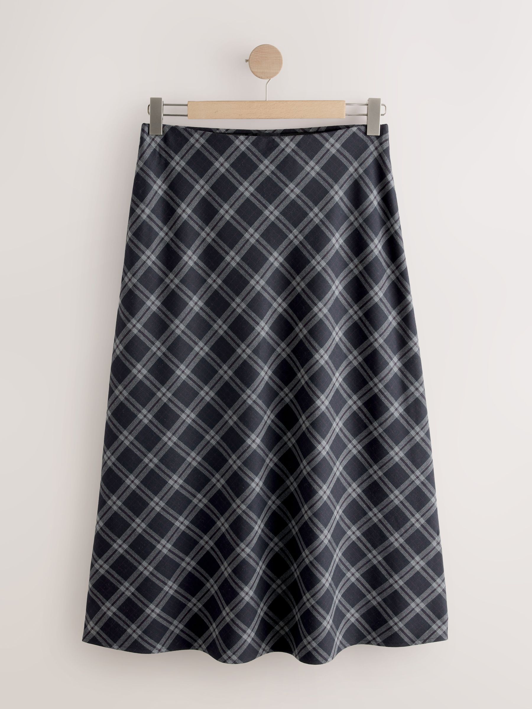 Grijs - Ruit Midi Slip Rok