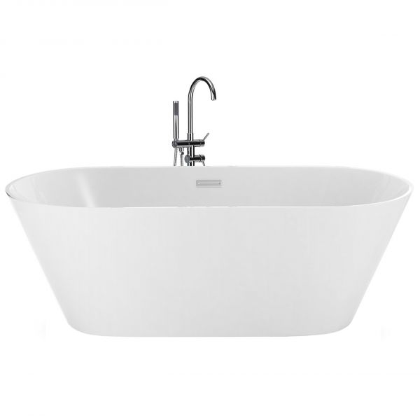 Beliani Banheira Autónoma em Acrílico Sanitário Branco 160 x 80 cm de Design Moderno
