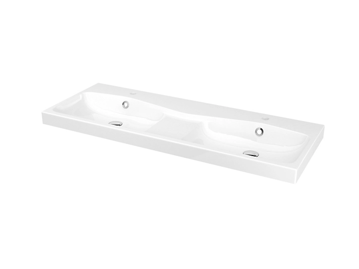 Plan double vasque en résine blanc GoodHome Mila 120 cm