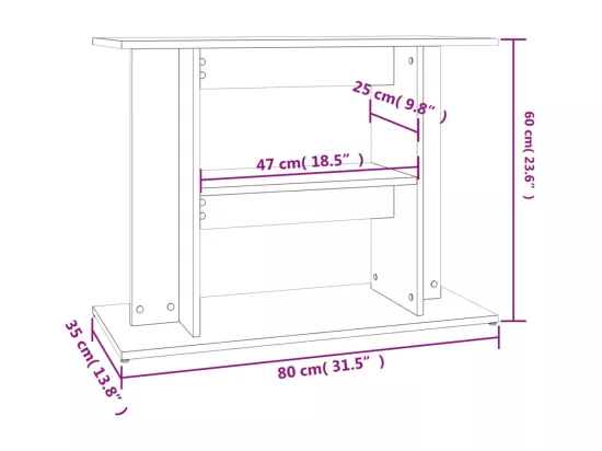 Support pour aquarium noir 80x35x60 cm bois d'ingénierie
