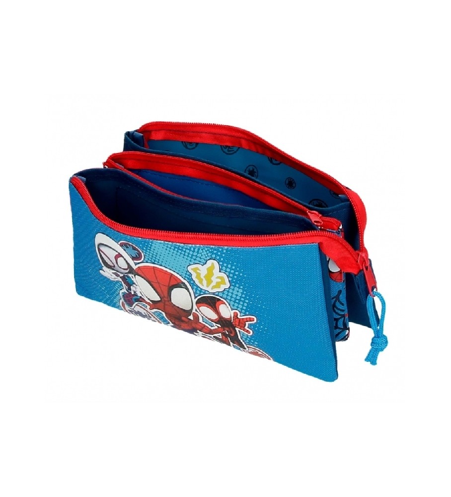 Estojo para lápis Joumma Bags Spidey Go Webs Go com três compartimentos, azul