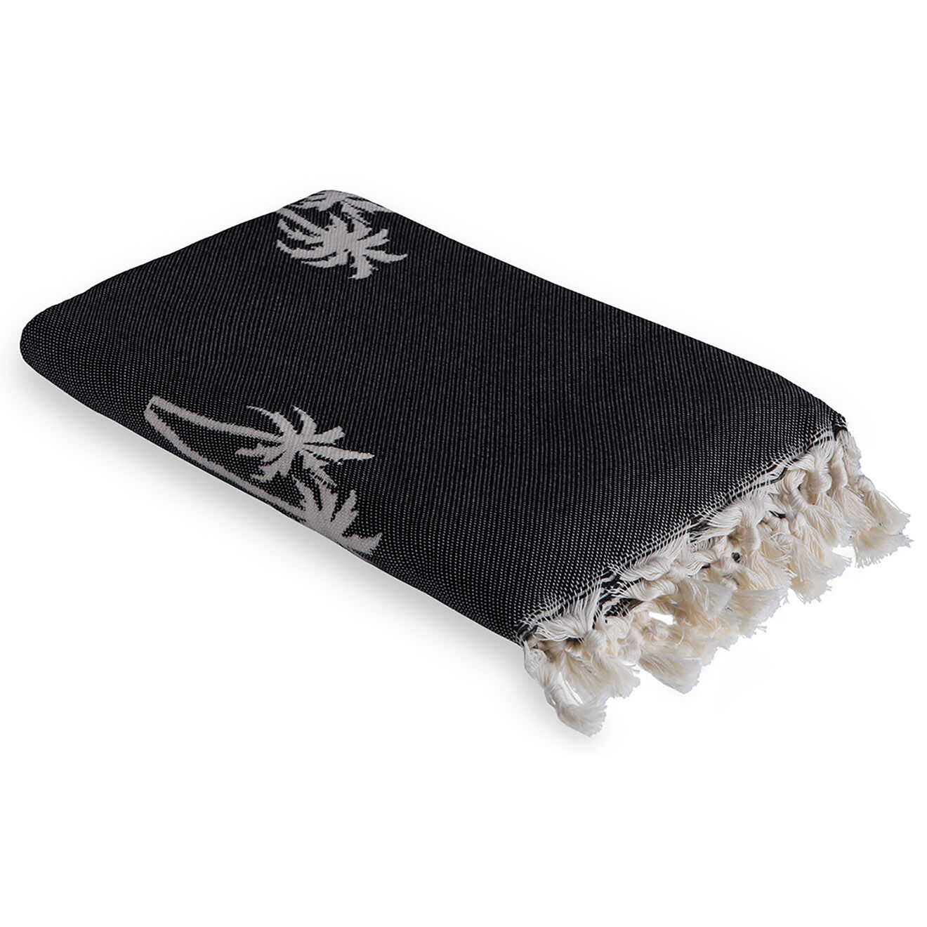 Febronie Fouta reversible Palmier noir - 100x200 cm
