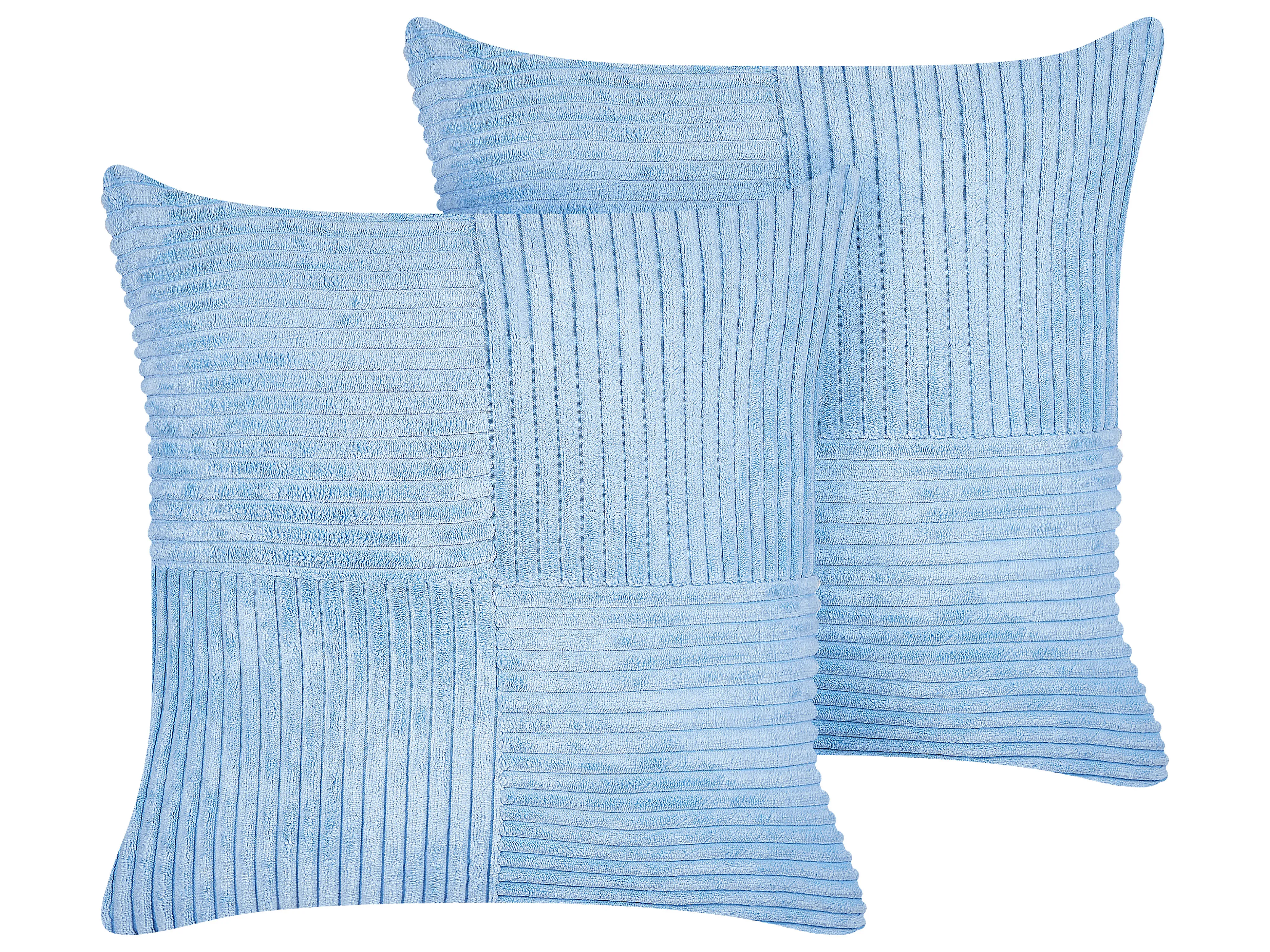Set van 2 sierkussens MILLET Corduroy 43 x 43 cm Blauw geometrisch patroon