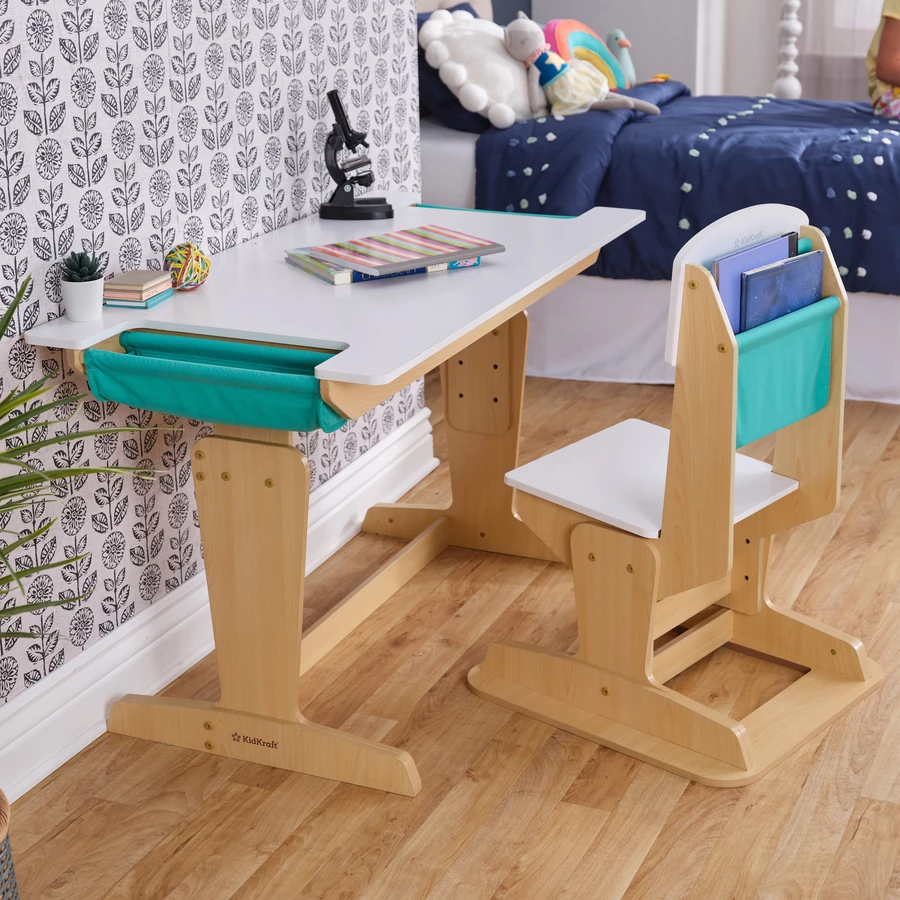 KidKraft® Verstellbarer Schreibtisch mit Stuhl Grow Together™“, naturfarben