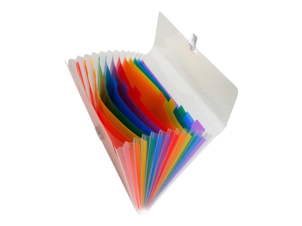 Exacompta Crystal - Utvidbar mappe - 13 rom - for 240 x 320 mm - med fliker - transparent hvit
