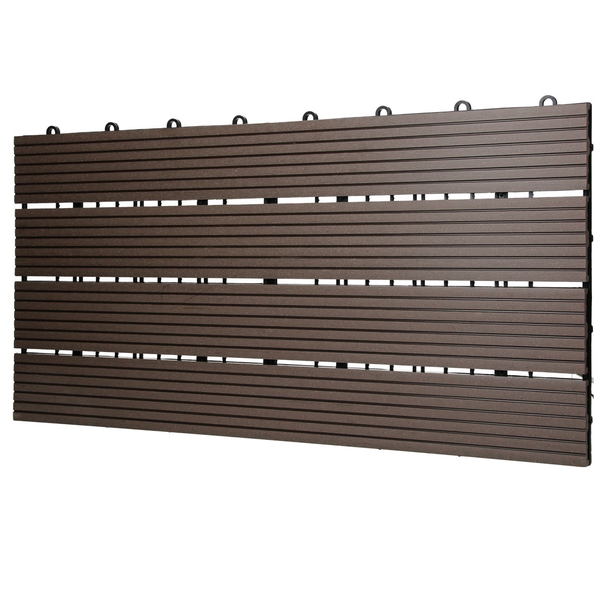 ECD Germany WPC Terrastegels 60x30cm 30-delige voordeelverpakking voor 5m² Donkerbruine houtlook voor tuinbalkonvloeren met drainage- en kliksysteem Terrasplanken Balkontegels Kliktegels Houten tegels