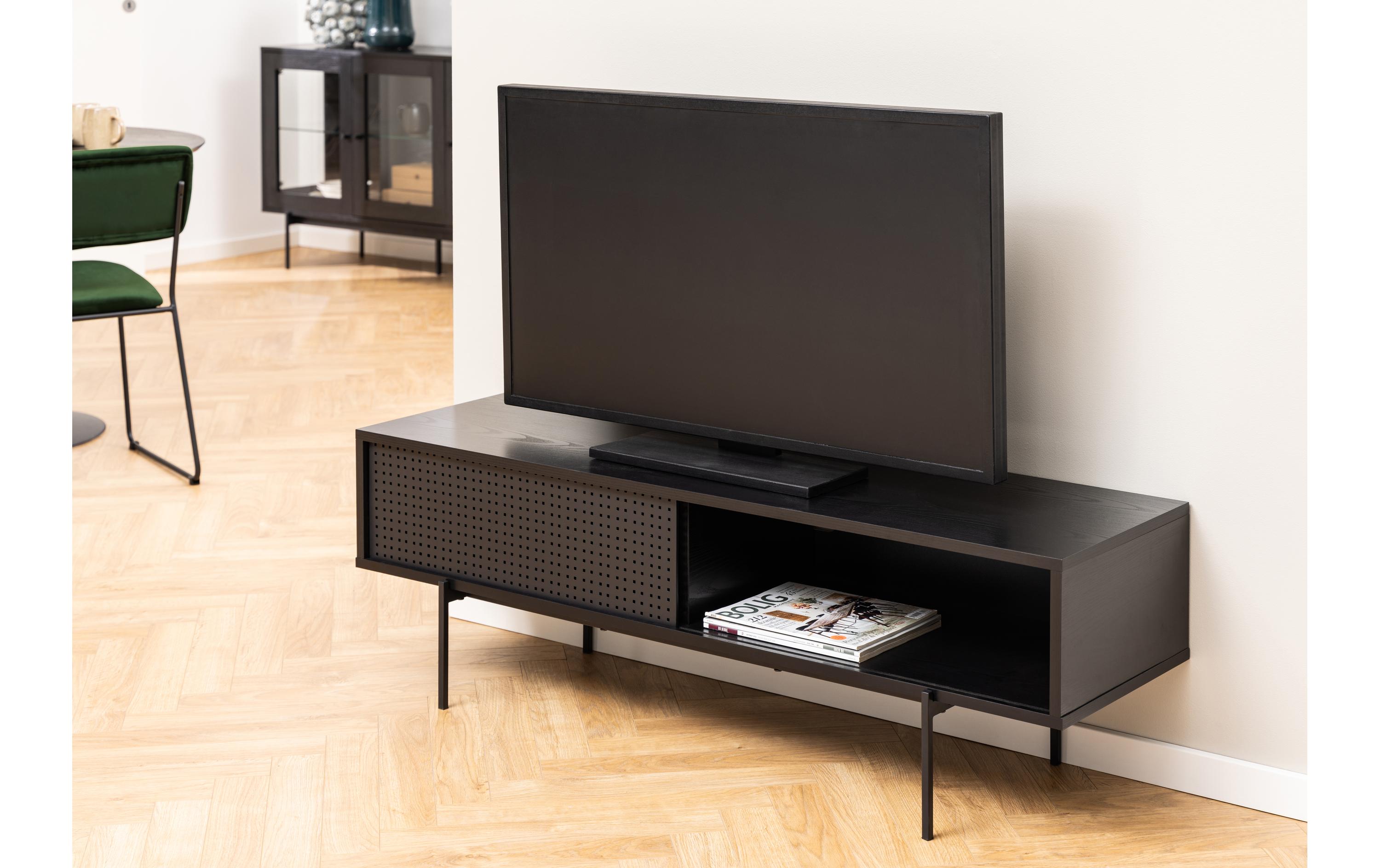 TV-Möbel Angus 140 x 40 x 44.5 cm, Schwarz<br>TV-Kommode
