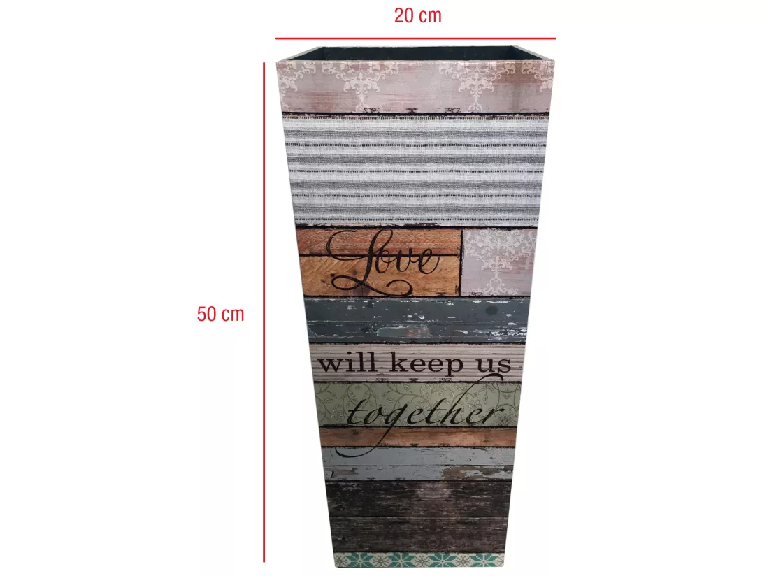 Porte-parapluies Carré Marron Mdf Canvas Beige Entrée 50x20x20