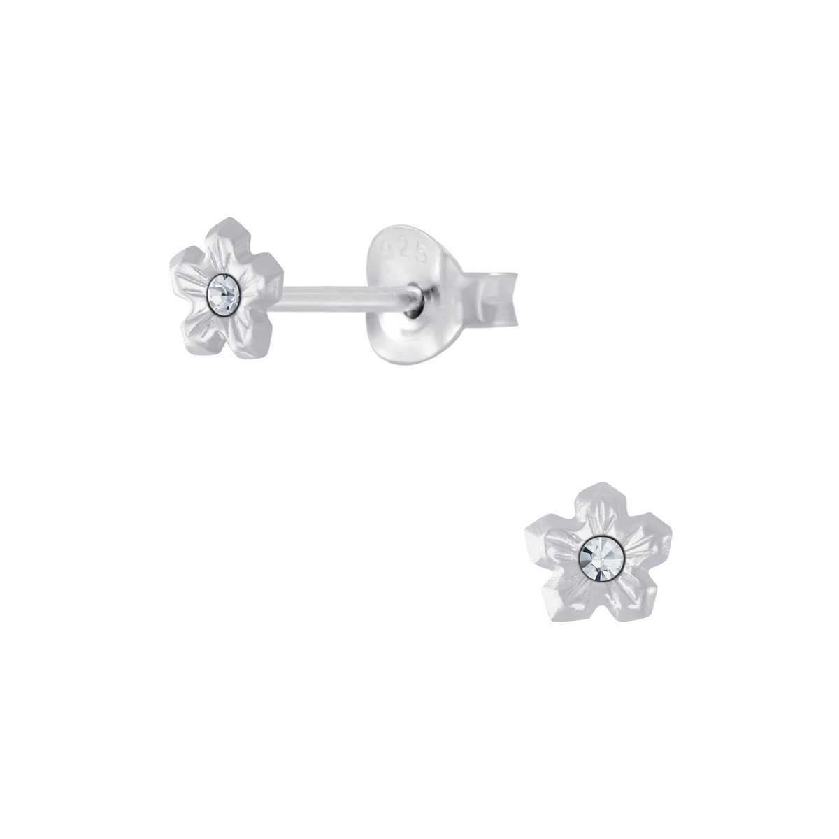 Boucles d'oreilles enfant Fleur en argent 925