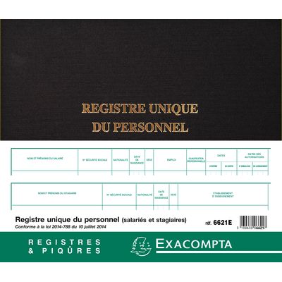 Exacompta - Registre unique du personnel - 27 x 32 cm - 100 pages