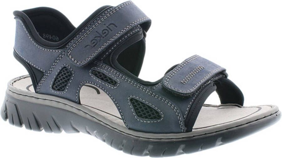 Rieker Zwarte synthetische sliders met comfortabel voetbed en klittenbandsluiting Black