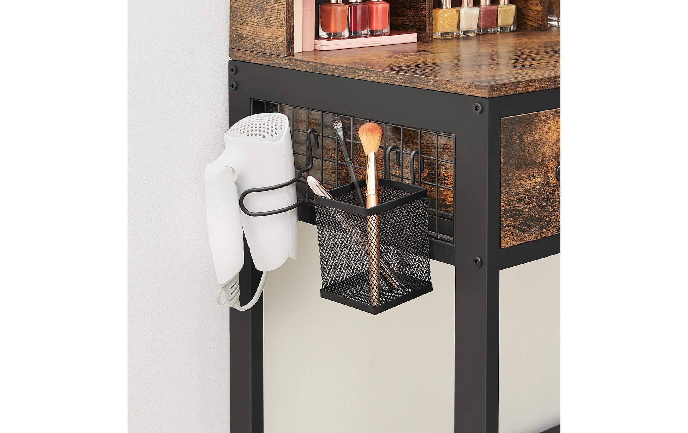 VASAGLE Schminktisch »90 x 141 cm, Braun/Schwarz«