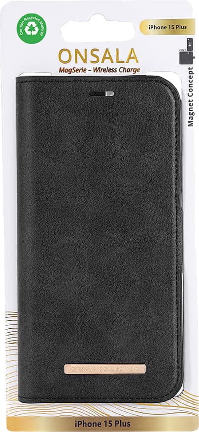 Onsala iPhone 15 Plus Magnetic Eco pungetui (sort)