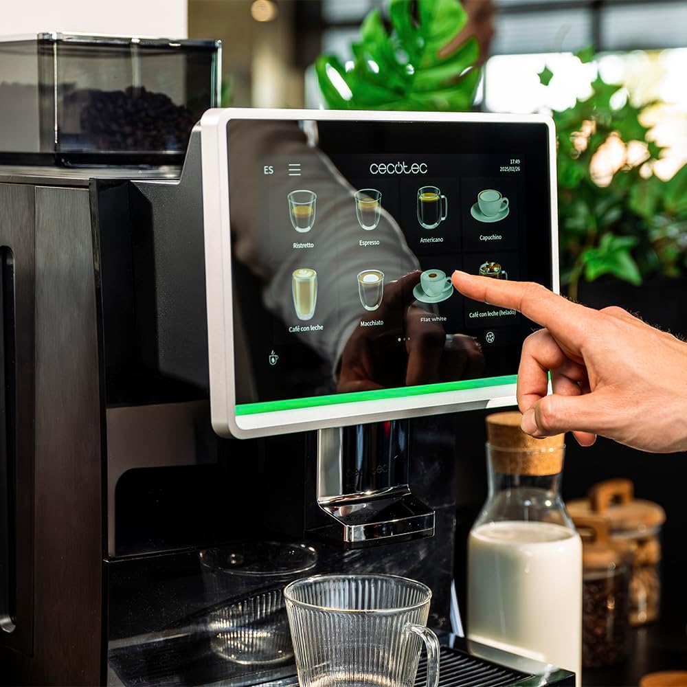 Cecotec Kommerzielle Superautomatische Kaffeemaschine Cremmaet Coffice. 2900W, Touchscreen, Gleichmäßiger Mahlgrad, 1 Mahlwerk, 26 Getränke, 1 kg Bohnenbehälter, 2L Wassertank