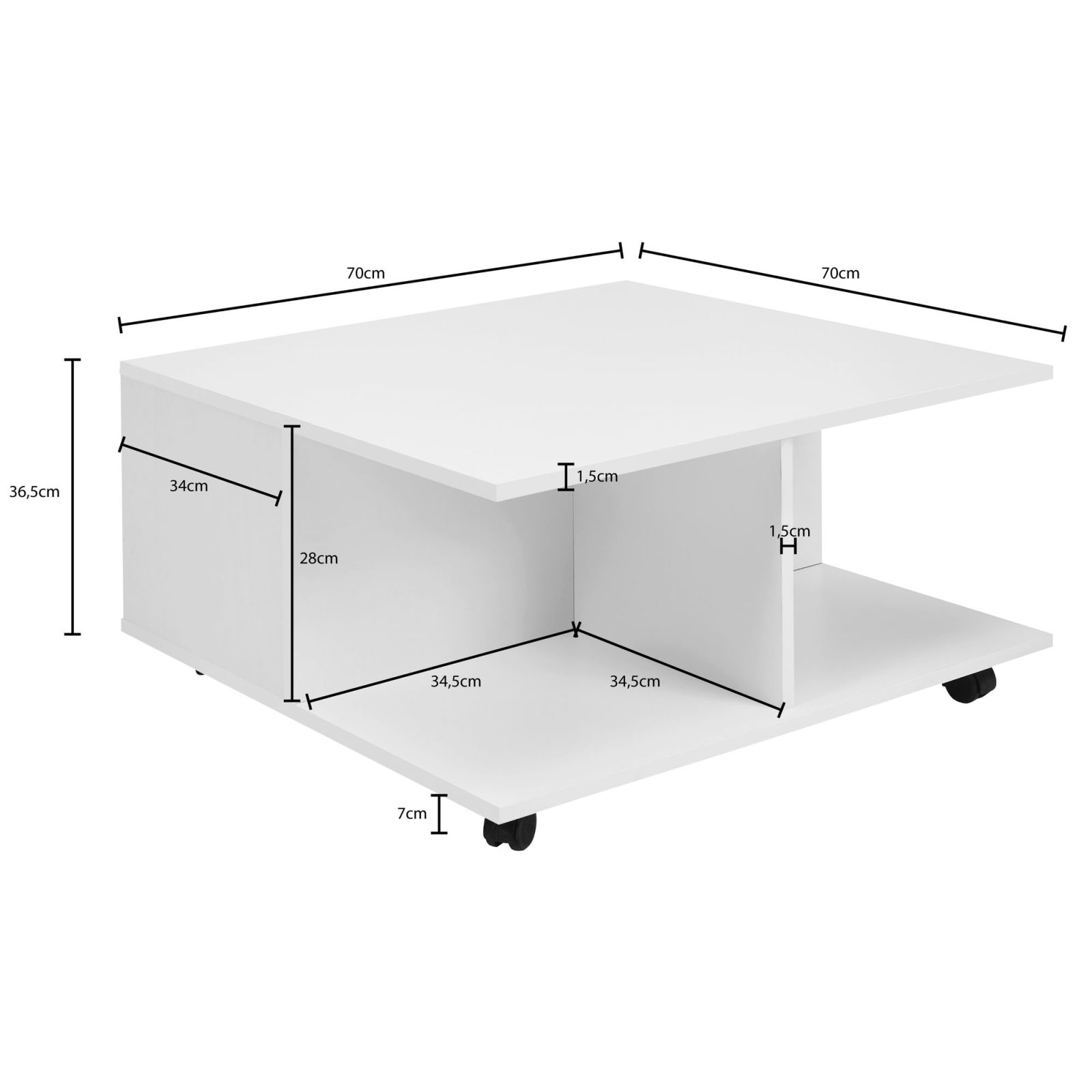 Couchtisch - weiß - 70 cm breit