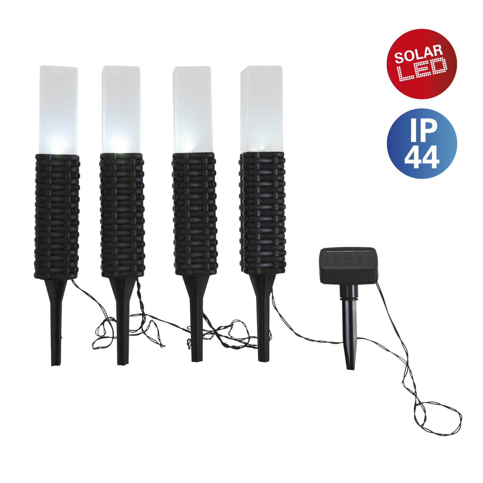 4er-Set LED-Erdspieß - schwarz - 43 cm hoch