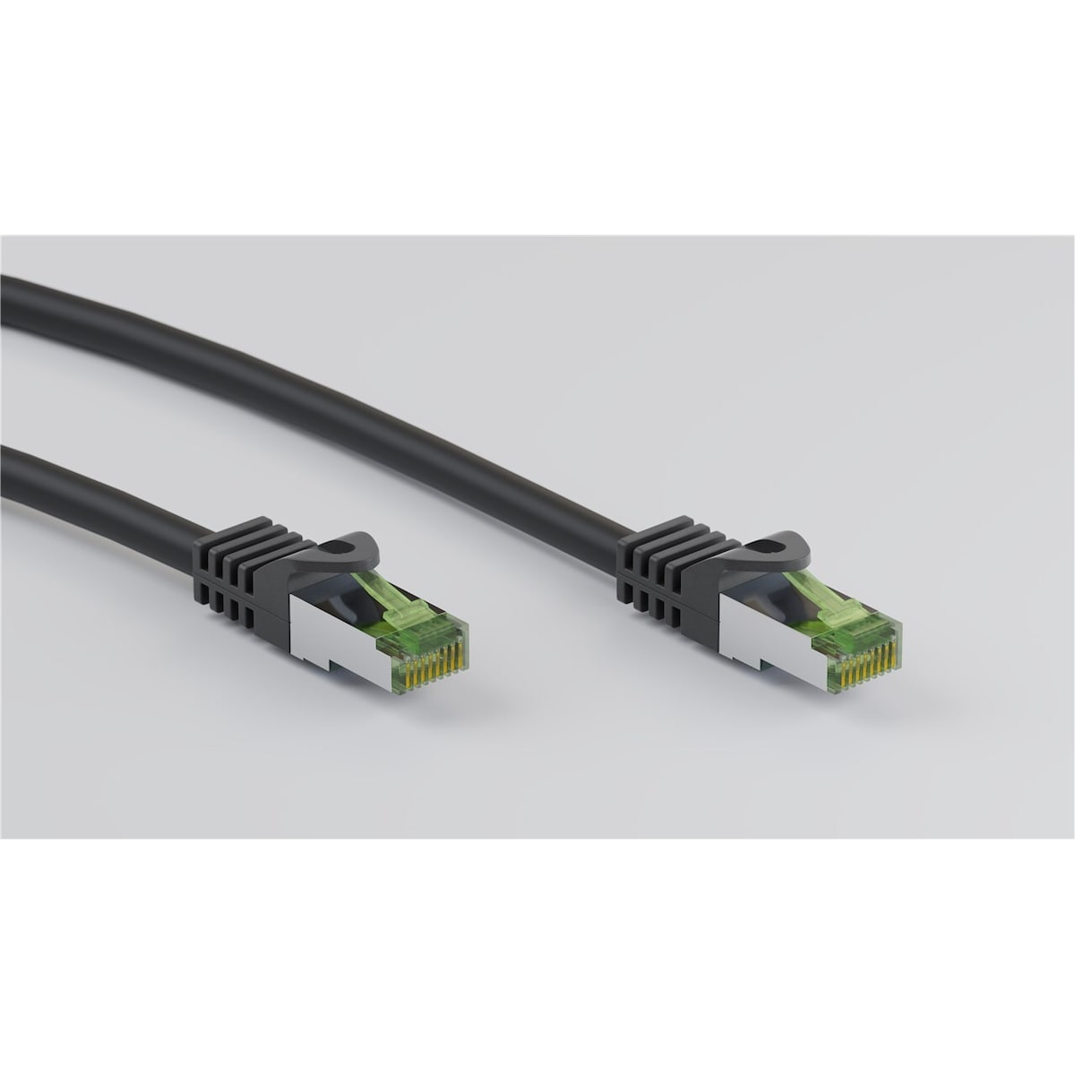 RJ45 patchkabel med CAT 8.1 S/FTP råkabel, AWG 26, svart