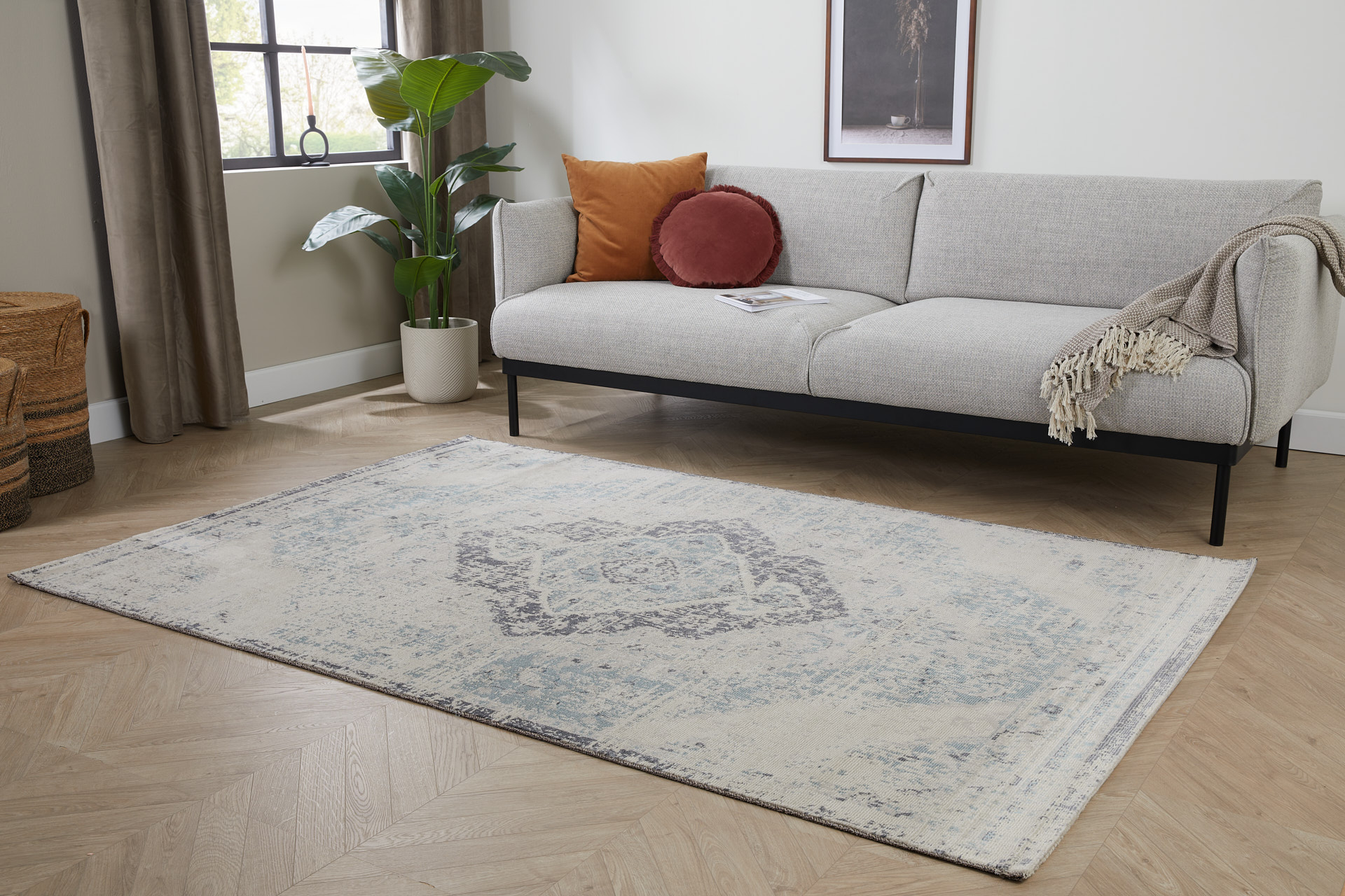 Vloerkleed Aqua Thuy beige/zilver 133x200 cm