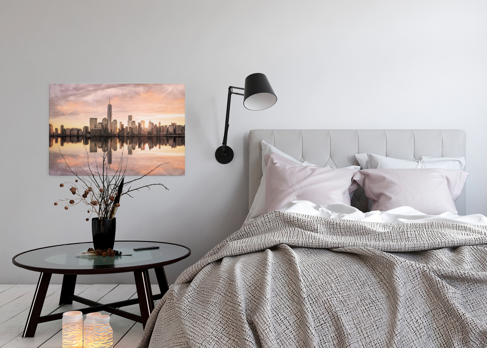 Leinwandbild SKYLINE - grau - 90x60 cm