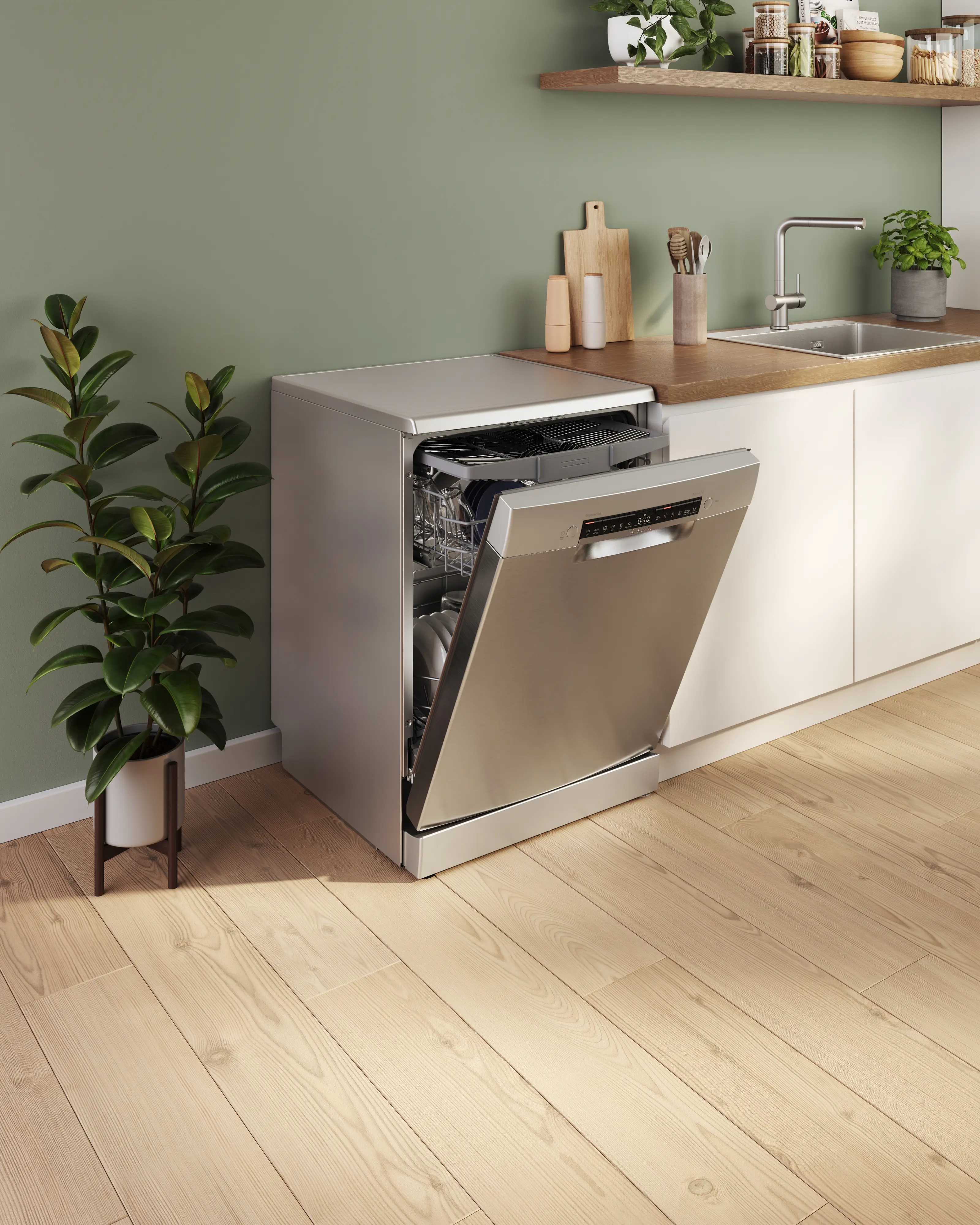 Serie 4 Vrijstaande vaatwasser 60 cm Geborsteld staal anti-fingerprint