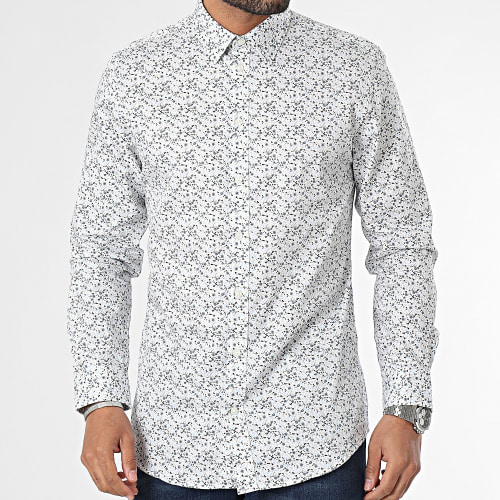 Chemise Manches Longues Slim Soho Blanche Blanc Floral