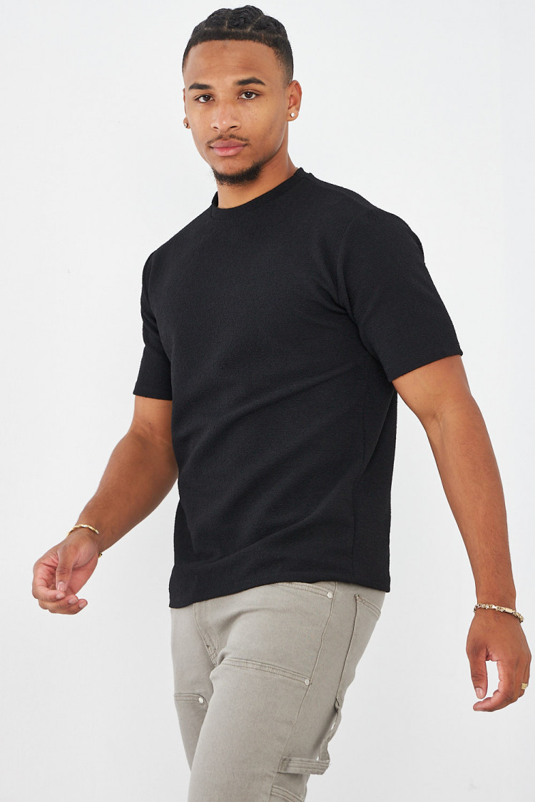 T-shirt noir texturé