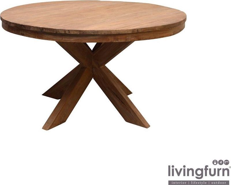Livingfurn - Eetkamertafel Beek Roud - Spider Leg - Teakhout - 130 cm
