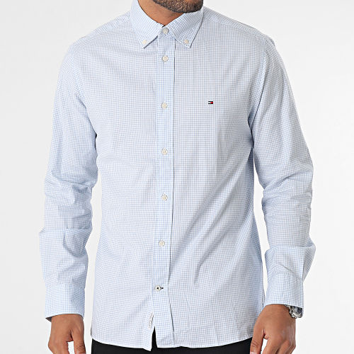 Chemise Manches Longues Soft Flex Gingham 2837 Bleu Clair