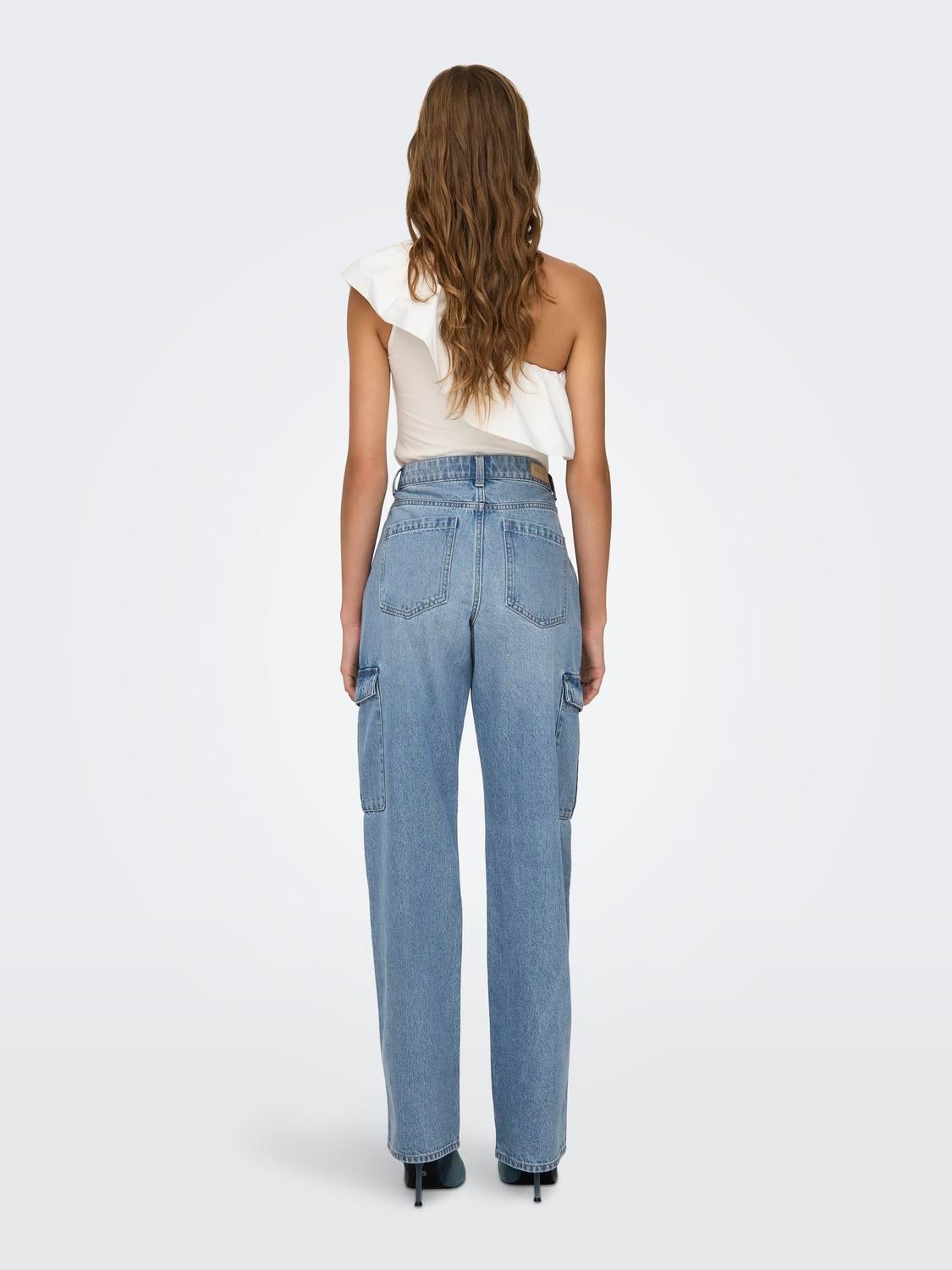 ONLRILEY Hohe Taille Gerade geschnitten Jeans Light Blue Denim