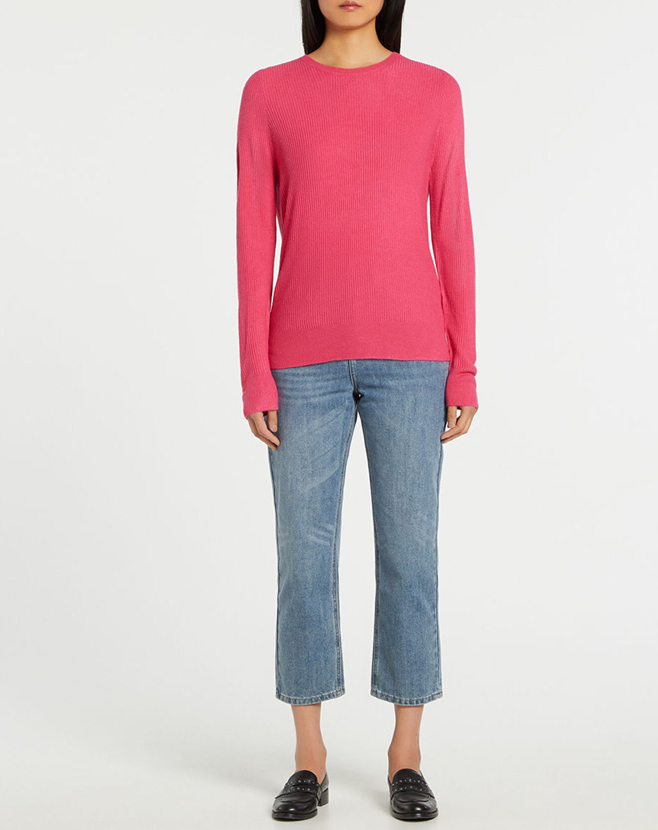 Galeries Lafayette Pull en Maille fine col rond Fanny rose