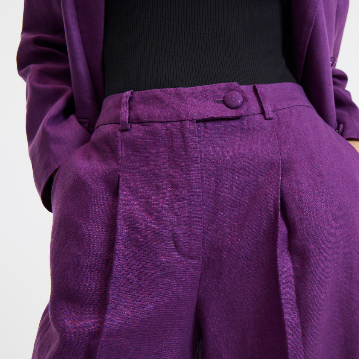 COLEÇÕES LA REDOUTE<br>Calças largas de linho, modelo Signature JOSEPHA
