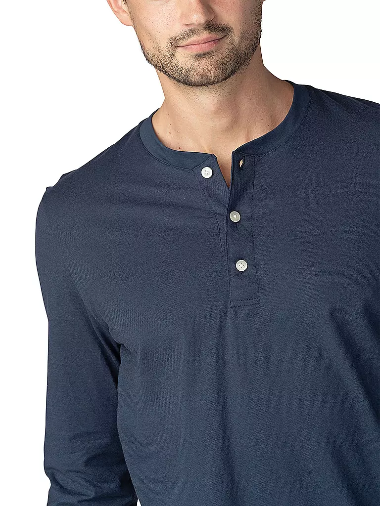 MEY Pyjama Langarmshirt  blau